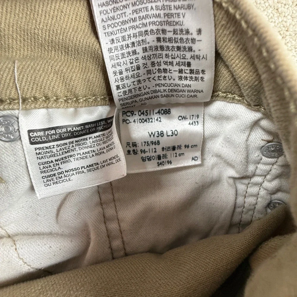 Levis 511 Slim Khaki Tan Chino Pants Mens 38x30 Cotton Stretch Casual 5-Pocket